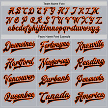 Load image into Gallery viewer, Custom Gray Black-Orange Bomber Full-Snap Varsity Faux Leather Letterman Jacket