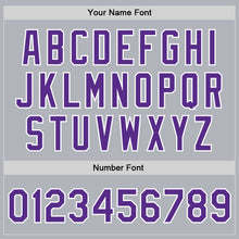 Charger l'image dans la galerie, Custom Gray Purple-White Bomber Full-Snap Varsity Faux Leather Letterman Jacket