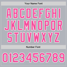 Charger l'image dans la galerie, Custom Gray Pink-White Bomber Full-Snap Varsity Faux Leather Letterman Jacket