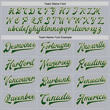 Load image into Gallery viewer, Custom Gray Green-Cream Bomber Full-Snap Varsity Faux Leather Letterman Jacket