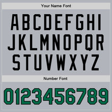 Load image into Gallery viewer, Custom Gray Kelly Green-Black Bomber Full-Snap Varsity Faux Leather Letterman Jacket