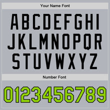 Load image into Gallery viewer, Custom Gray Neon Green-Black Bomber Full-Snap Varsity Faux Leather Letterman Jacket