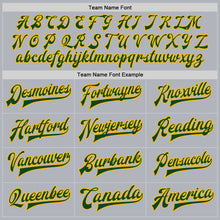 Load image into Gallery viewer, Custom Gray Green-Gold Bomber Full-Snap Varsity Faux Leather Letterman Jacket