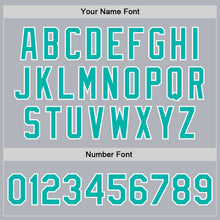 Load image into Gallery viewer, Custom Gray Aqua-White Bomber Full-Snap Varsity Faux Leather Letterman Jacket