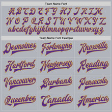Load image into Gallery viewer, Custom Gray Purple-Old Gold Bomber Full-Snap Varsity Faux Leather Letterman Jacket