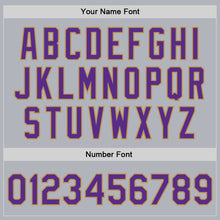 Load image into Gallery viewer, Custom Gray Purple-Old Gold Bomber Full-Snap Varsity Faux Leather Letterman Jacket