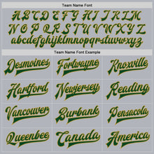 Load image into Gallery viewer, Custom Gray Green-Old Gold Bomber Full-Snap Varsity Faux Leather Letterman Jacket