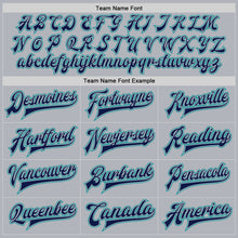 Load image into Gallery viewer, Custom Gray Navy-Teal Bomber Full-Snap Varsity Faux Leather Letterman Jacket