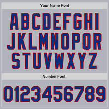 Load image into Gallery viewer, Custom Gray Royal-Red Bomber Full-Snap Varsity Faux Leather Letterman Jacket