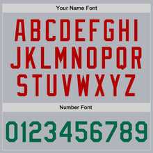 Load image into Gallery viewer, Custom Gray Kelly Green-Red Bomber Full-Snap Varsity Faux Leather Letterman Jacket