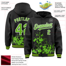 Load image into Gallery viewer, Custom Black Aurora Green-White Splash Art 3D Pattern Design Bomber Full-Snap Varsity Letterman Hoodie Jacket