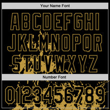 Charger l'image dans la galerie, Custom Black Old Gold Splash Art 3D Pattern Design Bomber Full-Snap Varsity Letterman Hoodie Jacket