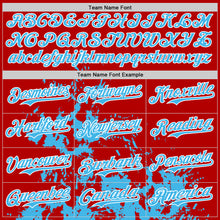 Load image into Gallery viewer, Custom Red White Sky Blue Black-Pink Splash Art 3D Pattern Design Bomber Full-Snap Varsity Letterman Hoodie Jacket