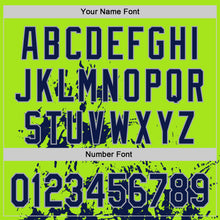 Load image into Gallery viewer, Custom Neon Green Navy-Gray Splash Art 3D Pattern Design Bomber Full-Snap Varsity Letterman Hoodie Jacket