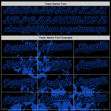 Load image into Gallery viewer, Custom Black White-Thunder Blue Splash Art 3D Pattern Design Bomber Full-Snap Varsity Letterman Hoodie Jacket