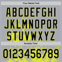 Load image into Gallery viewer, Custom Gray Black-Neon Yellow Splash Art 3D Pattern Design Bomber Full-Snap Varsity Letterman Hoodie Jacket