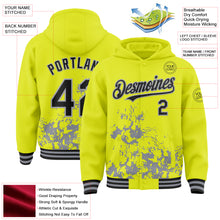Загрузить изображение в средство просмотра галереи, Custom Neon Yellow Black-Gray Splash Art 3D Pattern Design Bomber Full-Snap Varsity Letterman Hoodie Jacket