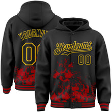 Load image into Gallery viewer, Custom Black Red-Yellow Splash Art 3D Pattern Design Bomber Full-Snap Varsity Letterman Hoodie Jacket