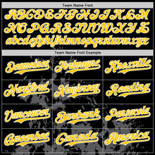 Load image into Gallery viewer, Custom Black Yellow Steel Gray-White Splash Art 3D Pattern Design Bomber Full-Snap Varsity Letterman Hoodie Jacket