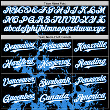 Charger l'image dans la galerie, Custom Black Powder Blue-White Splash Art 3D Pattern Design Bomber Full-Snap Varsity Letterman Hoodie Jacket
