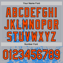 Load image into Gallery viewer, Custom Gray Orange Powder Blue-Black Splash Art 3D Pattern Design Bomber Full-Snap Varsity Letterman Hoodie Jacket