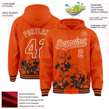 Load image into Gallery viewer, Custom Orange Black-White Splash Art 3D Pattern Design Bomber Full-Snap Varsity Letterman Hoodie Jacket