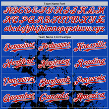 Load image into Gallery viewer, Custom Thunder Blue White Black-Red Splash Art 3D Pattern Design Bomber Full-Snap Varsity Letterman Hoodie Jacket