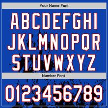 Load image into Gallery viewer, Custom Thunder Blue White Black-Red Splash Art 3D Pattern Design Bomber Full-Snap Varsity Letterman Hoodie Jacket