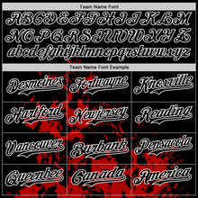 Load image into Gallery viewer, Custom Black Red-White Splash Art 3D Pattern Design Bomber Full-Snap Varsity Letterman Hoodie Jacket