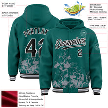Load image into Gallery viewer, Custom Midnight Green Black Gray-White Splash Art 3D Pattern Design Bomber Full-Snap Varsity Letterman Hoodie Jacket