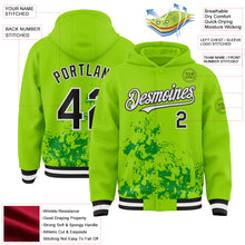 Load image into Gallery viewer, Custom Neon Green Black Grass Green-White Splash Art 3D Pattern Design Bomber Full-Snap Varsity Letterman Hoodie Jacket
