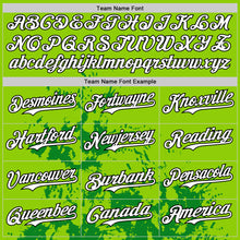 Load image into Gallery viewer, Custom Neon Green Black Grass Green-White Splash Art 3D Pattern Design Bomber Full-Snap Varsity Letterman Hoodie Jacket