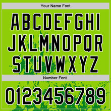 Load image into Gallery viewer, Custom Neon Green Black Grass Green-White Splash Art 3D Pattern Design Bomber Full-Snap Varsity Letterman Hoodie Jacket