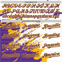 Load image into Gallery viewer, Custom White Purple-Gold Splash Art 3D Pattern Design Bomber Full-Snap Varsity Letterman Hoodie Jacket