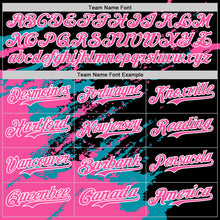 Load image into Gallery viewer, Custom Black Pink Teal-White Splash Art 3D Pattern Design Bomber Full-Snap Varsity Letterman Hoodie Jacket