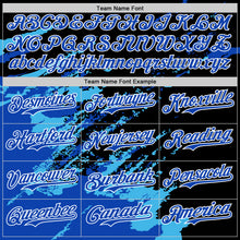 Load image into Gallery viewer, Custom Black Thunder Blue Sky Blue Pink-White Splash Art 3D Pattern Design Bomber Full-Snap Varsity Letterman Hoodie Jacket