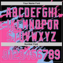 Laden Sie das Bild in den Galerie-Viewer, Custom Black Pink-Light Blue Splash Art 3D Pattern Design Bomber Full-Snap Varsity Letterman Hoodie Jacket
