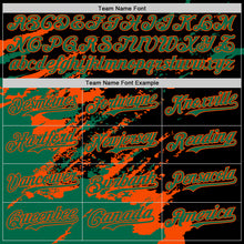 Load image into Gallery viewer, Custom Black Kelly Green-Orange Splash Art 3D Pattern Design Bomber Full-Snap Varsity Letterman Hoodie Jacket