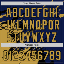 Загрузить изображение в средство просмотра галереи, Custom Royal Old Gold-Black Splash Art 3D Pattern Design Bomber Full-Snap Varsity Letterman Hoodie Jacket