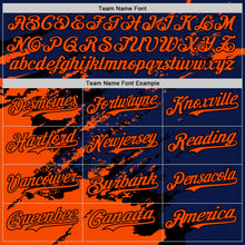 Загрузить изображение в средство просмотра галереи, Custom Royal Orange-Black Splash Art 3D Pattern Design Bomber Full-Snap Varsity Letterman Hoodie Jacket