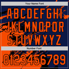 Загрузить изображение в средство просмотра галереи, Custom Royal Orange-Black Splash Art 3D Pattern Design Bomber Full-Snap Varsity Letterman Hoodie Jacket