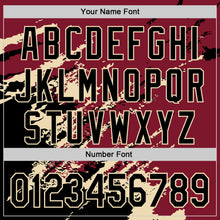 Загрузить изображение в средство просмотра галереи, Custom Crimson Black-Cream Splash Art 3D Pattern Design Bomber Full-Snap Varsity Letterman Hoodie Jacket