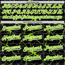 Load image into Gallery viewer, Custom Black Neon Green-White Abstract Network 3D Pattern Design Bomber Full-Snap Varsity Letterman Hoodie Jacket