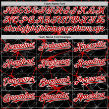 Загрузить изображение в средство просмотра галереи, Custom Black Red-White Abstract Network 3D Pattern Design Bomber Full-Snap Varsity Letterman Hoodie Jacket