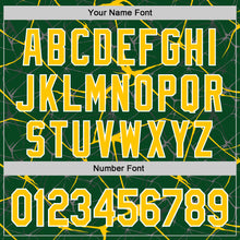 Загрузить изображение в средство просмотра галереи, Custom Green Yellow-White Abstract Network 3D Pattern Design Bomber Full-Snap Varsity Letterman Hoodie Jacket