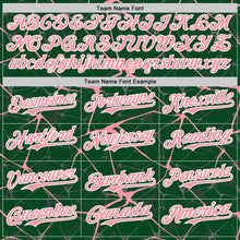 Загрузить изображение в средство просмотра галереи, Custom Green Medium Pink-White Abstract Network 3D Pattern Design Bomber Full-Snap Varsity Letterman Hoodie Jacket