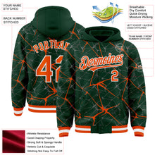 Загрузить изображение в средство просмотра галереи, Custom Green Orange-White Abstract Network 3D Pattern Design Bomber Full-Snap Varsity Letterman Hoodie Jacket
