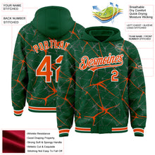 Загрузить изображение в средство просмотра галереи, Custom Kelly Green Orange-White Abstract Network 3D Pattern Design Bomber Full-Snap Varsity Letterman Hoodie Jacket