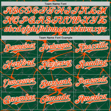 Загрузить изображение в средство просмотра галереи, Custom Kelly Green Orange-White Abstract Network 3D Pattern Design Bomber Full-Snap Varsity Letterman Hoodie Jacket