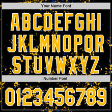 Load image into Gallery viewer, Custom Black Gold Royal-White Fragment 3D Pattern Design Bomber Full-Snap Varsity Letterman Hoodie Jacket